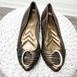 Andrew Geller Pointed Toe Metallic Leather Flats Brown Size 8M